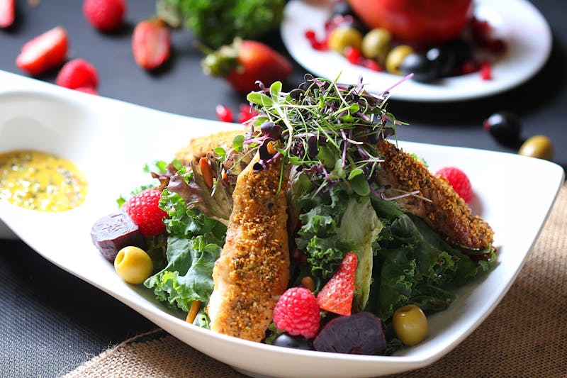 Mixed greens salad with grilled chicken at Cafe Rio
